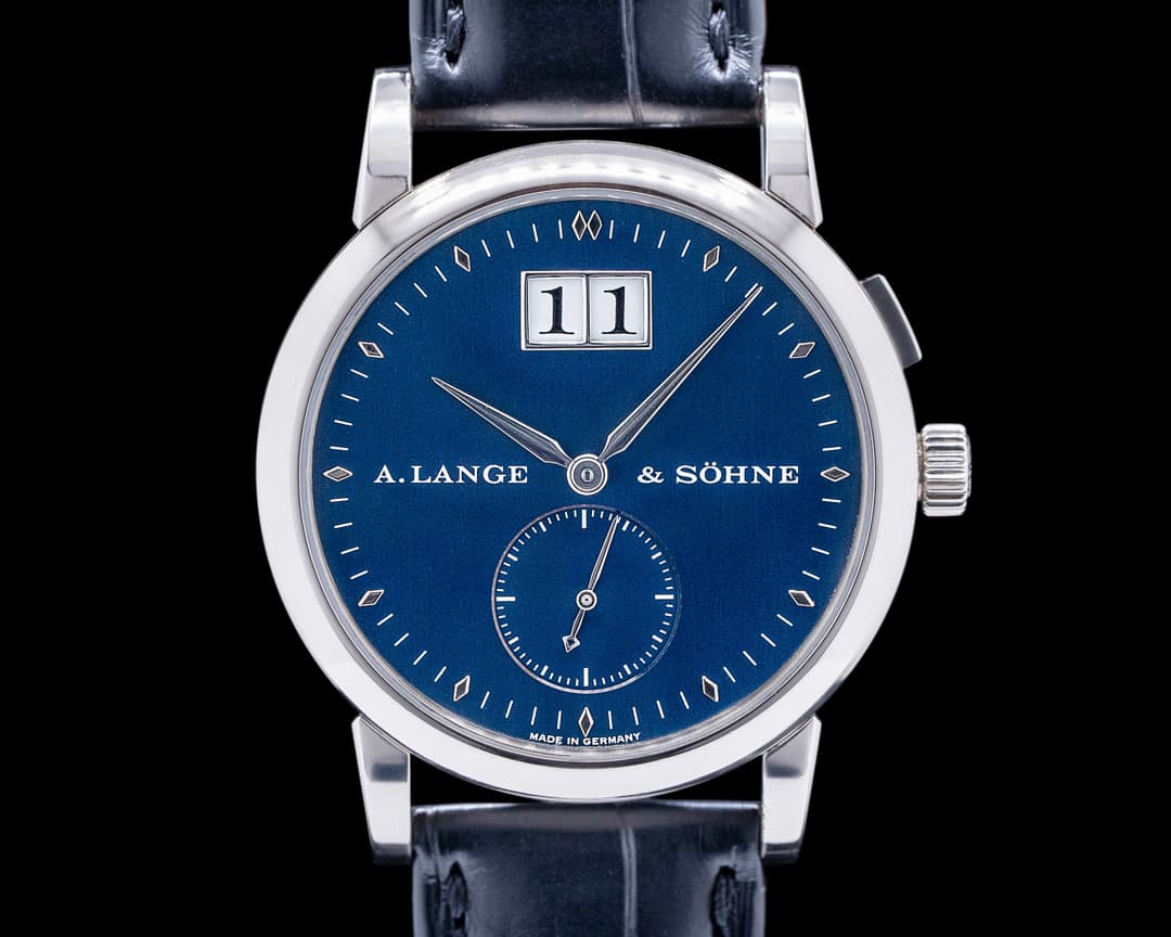 A. Lange and Sohne Saxonia 105.027 White Gold Blue Dial RARE