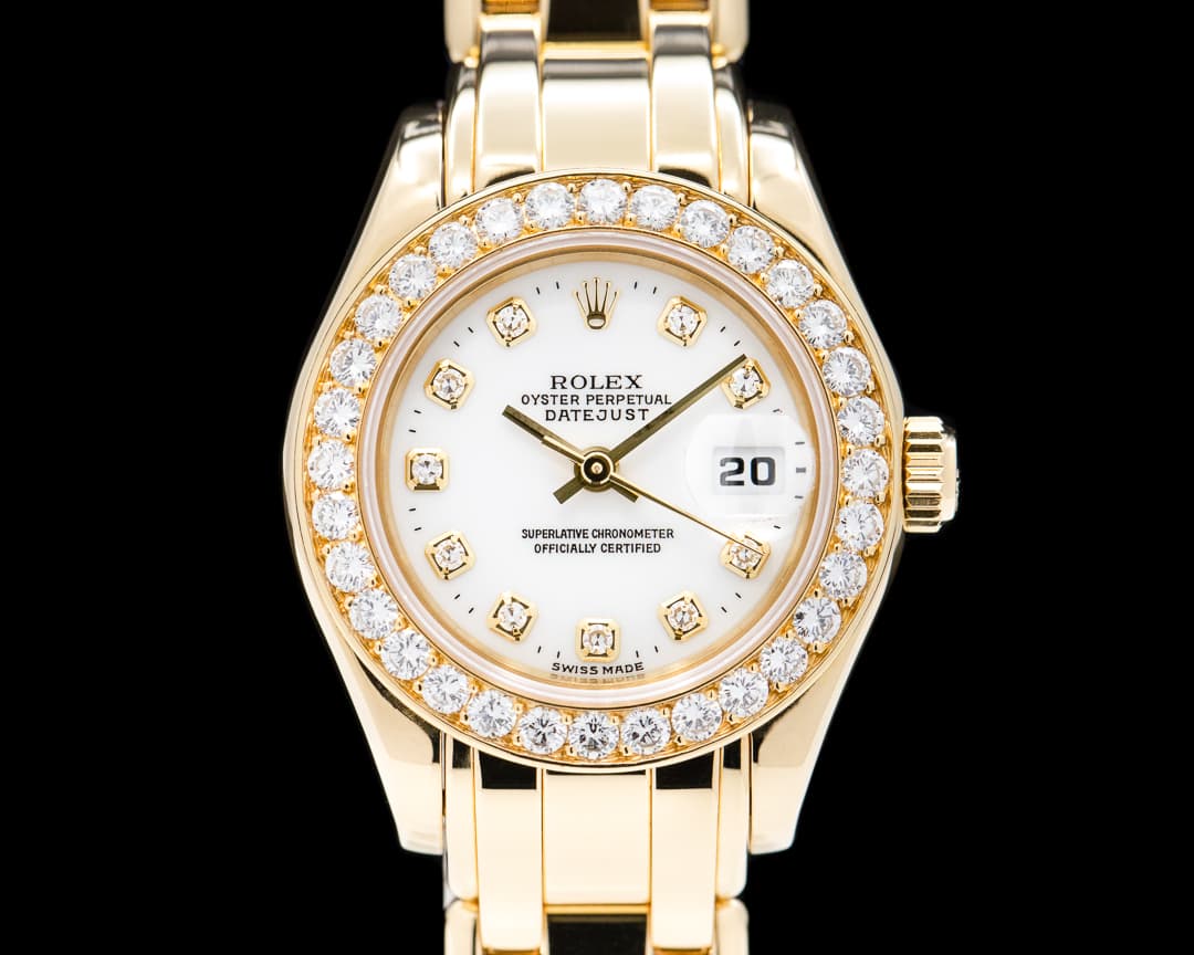 Rolex Ladies Pearlmaster 69298 18k Yellow Gold Box and Papers