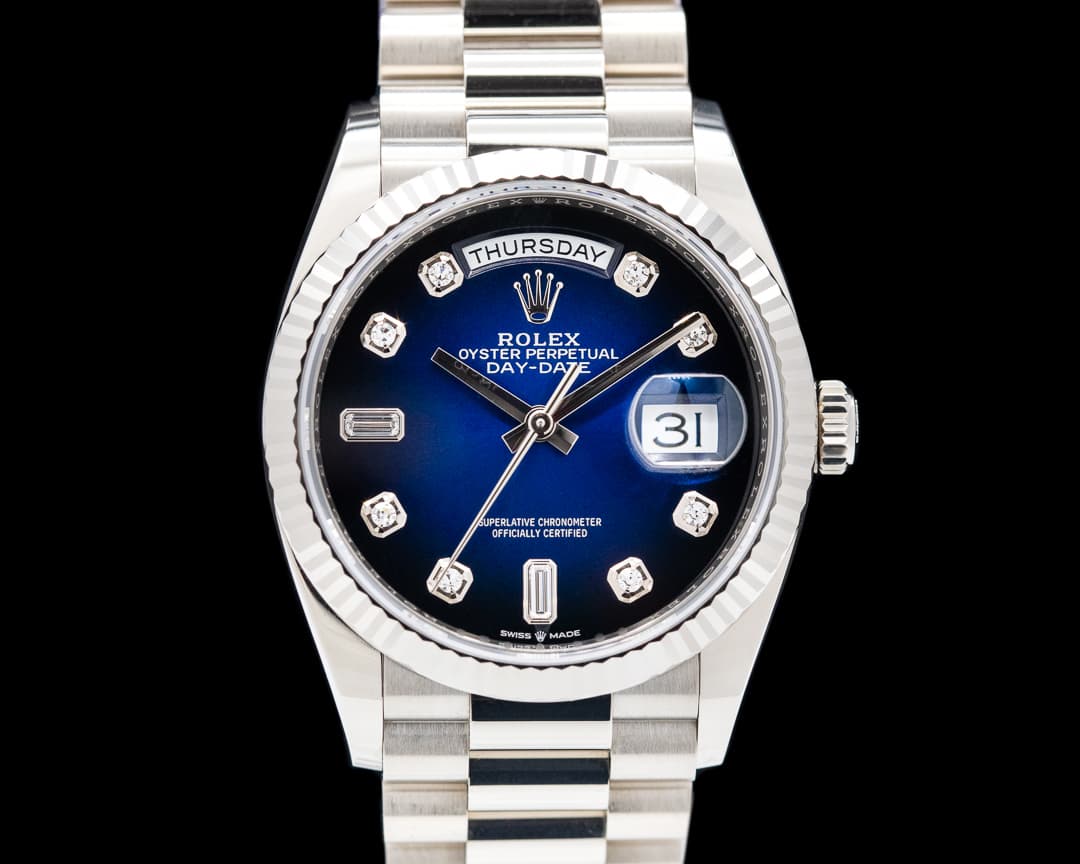 Rolex Day Date President 128239 "Blue Ombre" Fume Diamond Dial