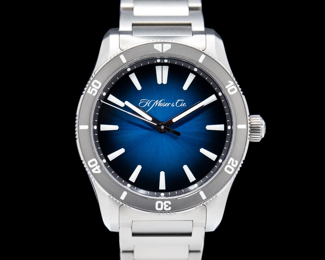 H. Moser and Cie. Pioneer Center Seconds Funky Blue Rotating Bezel Titanium LE of 100