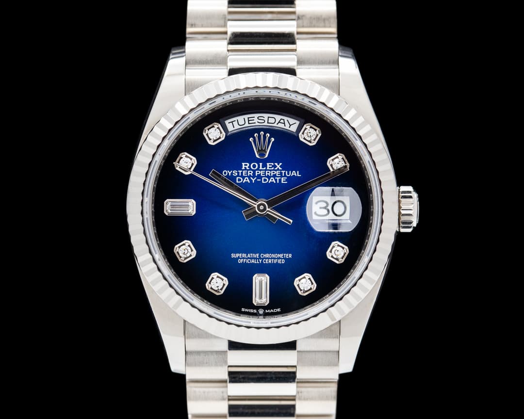 Rolex Day Date President 128239 "Blue Ombre" Fume Diamond Dial