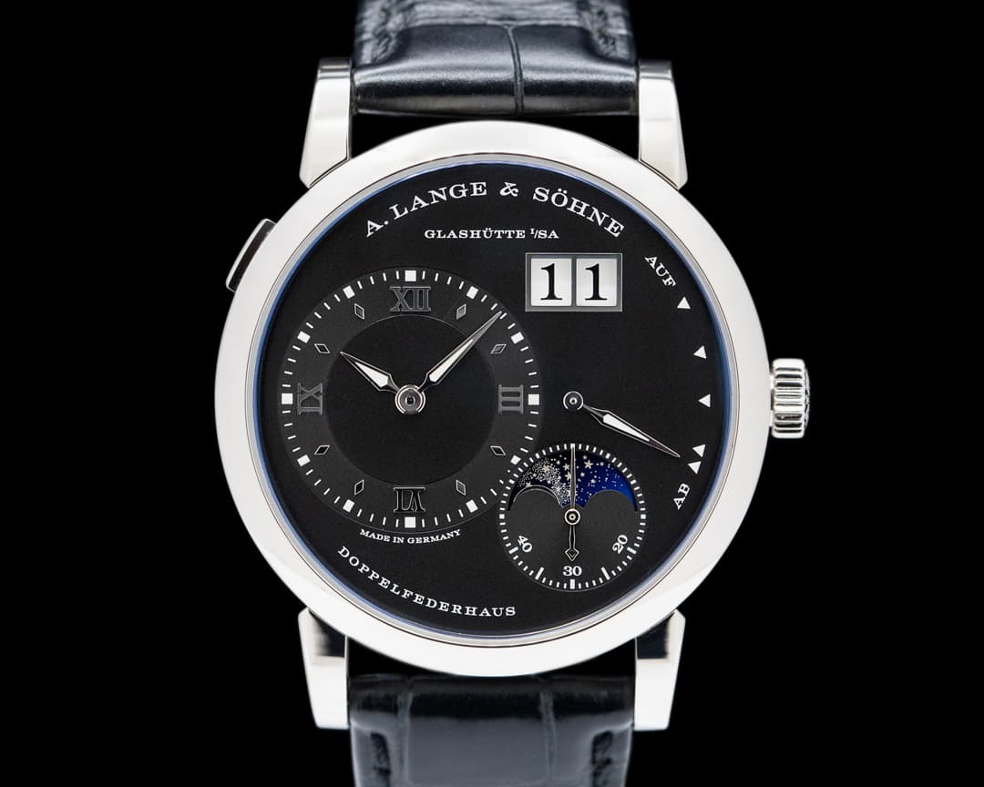 A. Lange and Sohne Lange 1 Moon 192.029 18K White Gold Black Dial