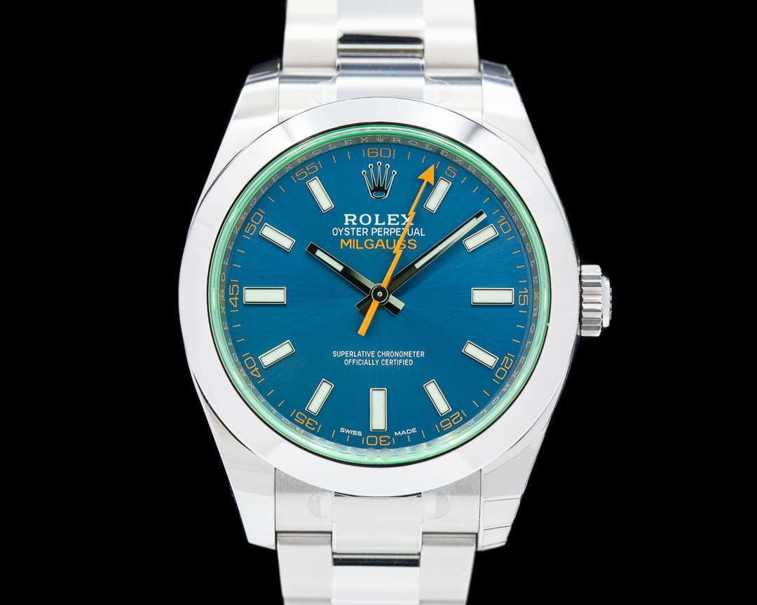 Rolex Milgauss Blue Dial Green Crystal UNWORN