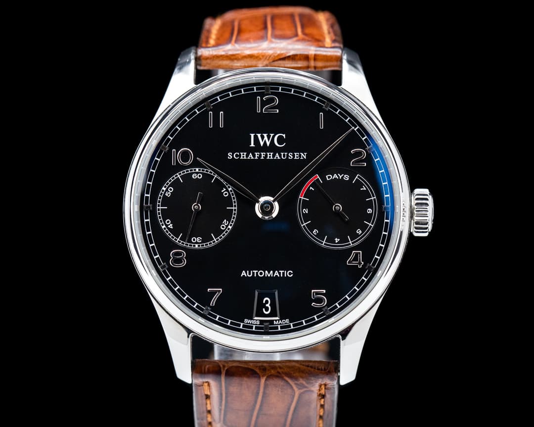 IWC Portuguese 7 Day Automatic SS Black Dial