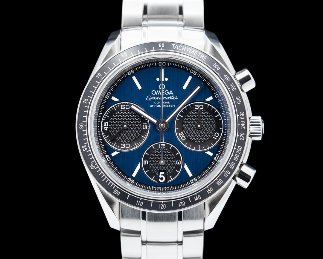 Omega Speedmaster Racing Co-Axial Chronograph Blue Dial SS Bracelet