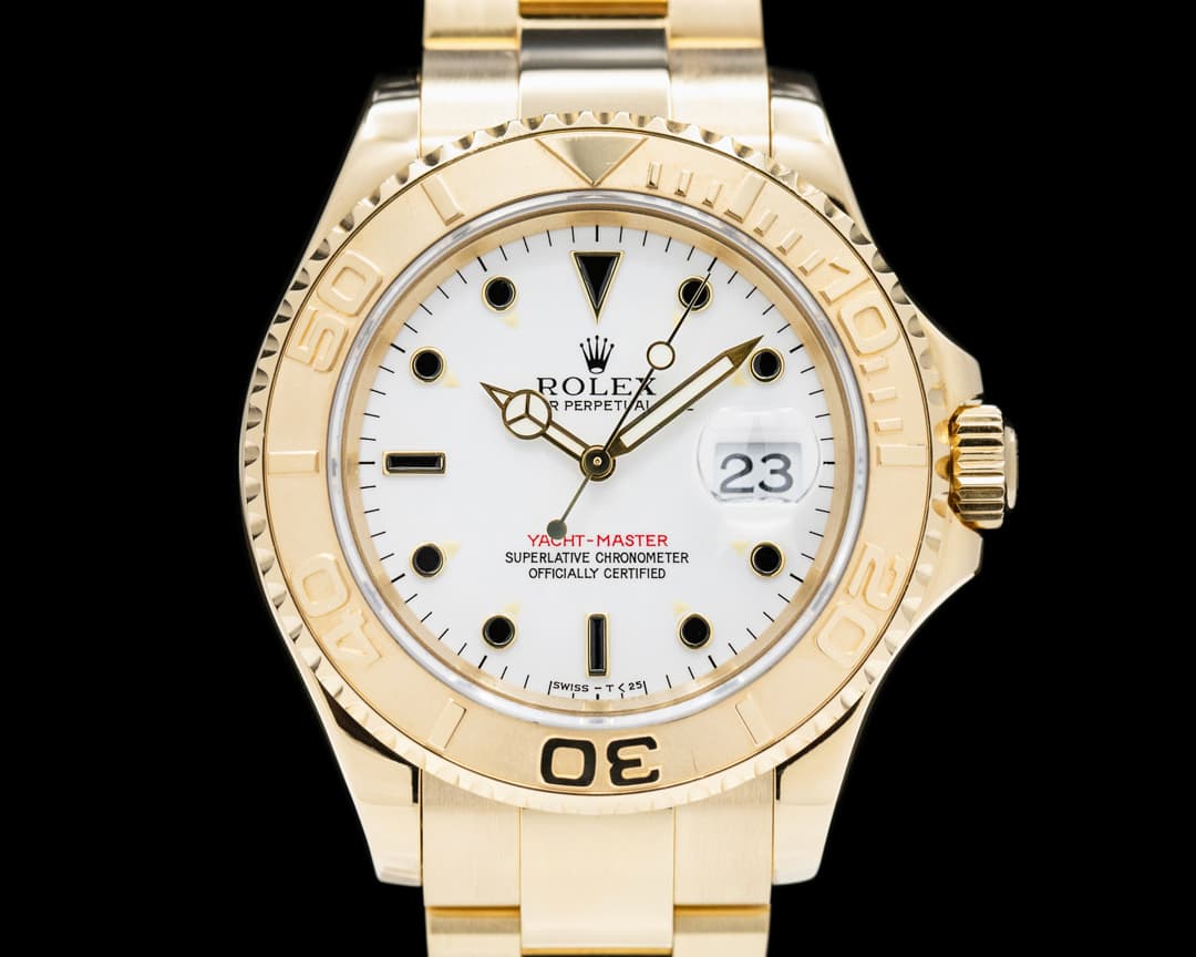 Rolex Yacht Master White Dial 18K YG Box & Papers