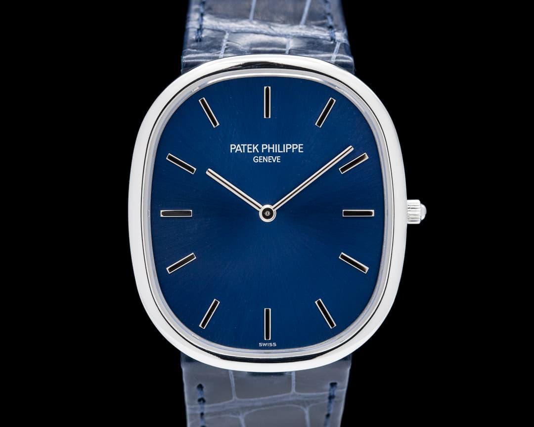 Patek Philippe Golden 5738P Ellipse Platinum Blue Dial 