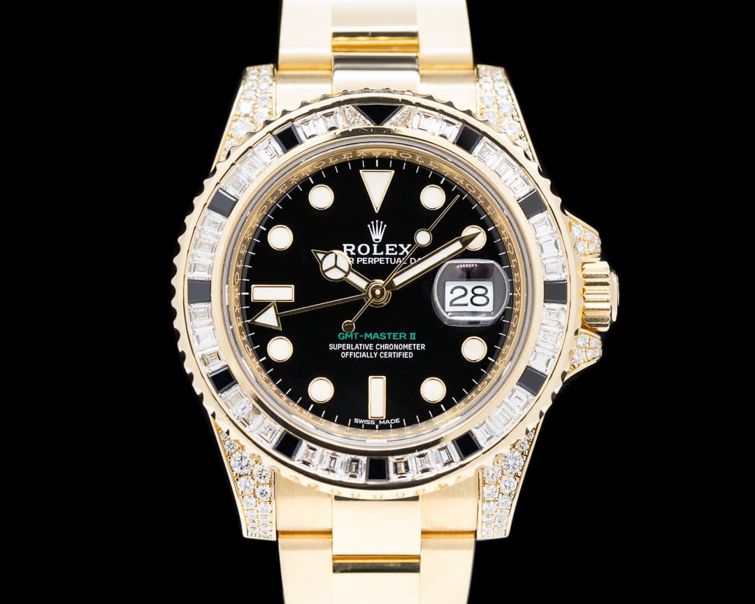 Rolex GMT Master II 116758SANR 18k YG Diamond / Sapphire 