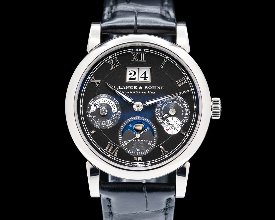 A. Lange and Sohne Langematik Perpetual Calendar Black Dial 18K White Gold 