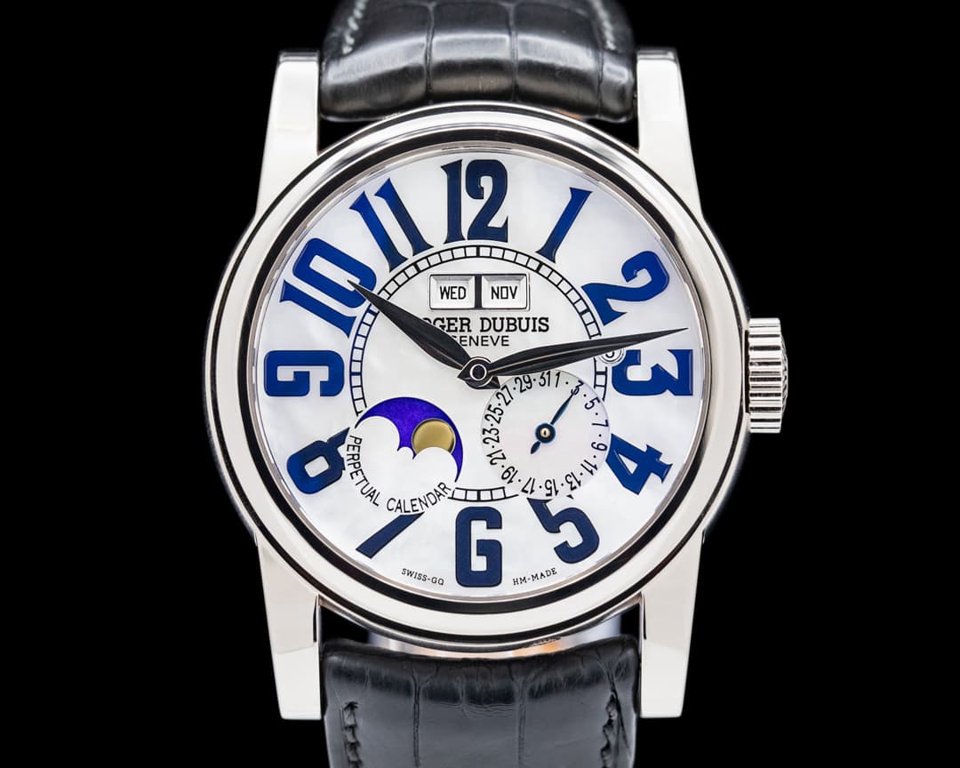 Roger Dubuis Hommage Perpetual 18k White Gold Mother of Pearl Dial