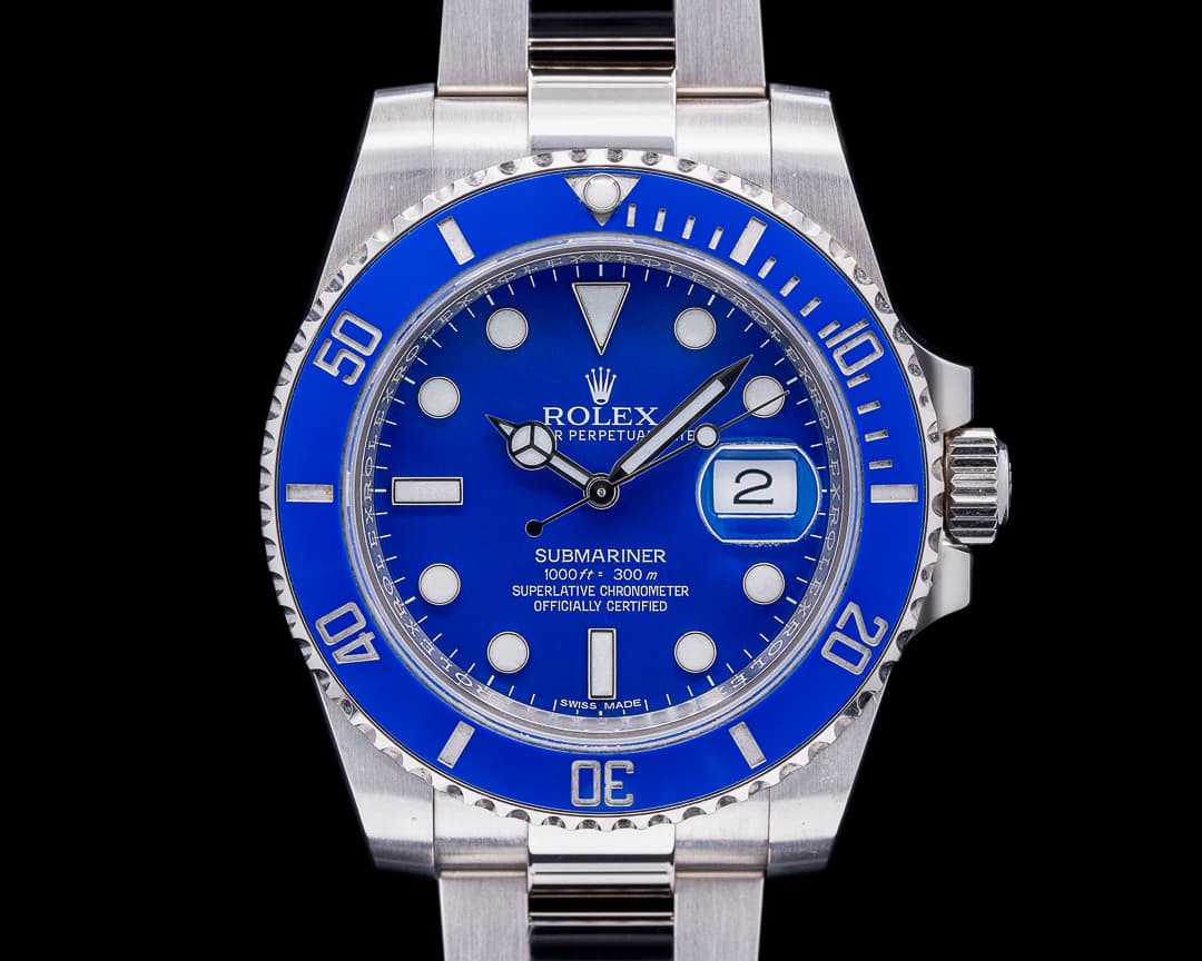 Rolex Submariner SMURF Date 116619LB 18K White Gold Blue Dial 