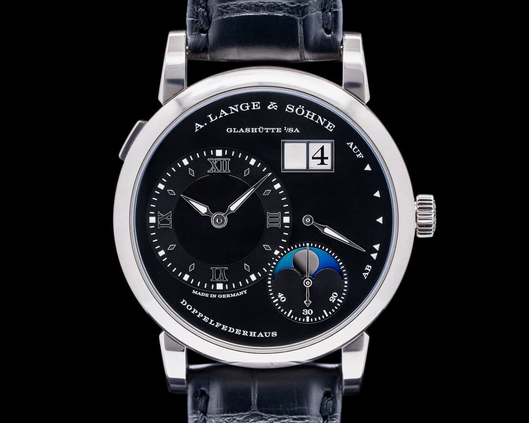 A. Lange and Sohne Lange 1 Moon 192.029 18K White Gold Black Dial