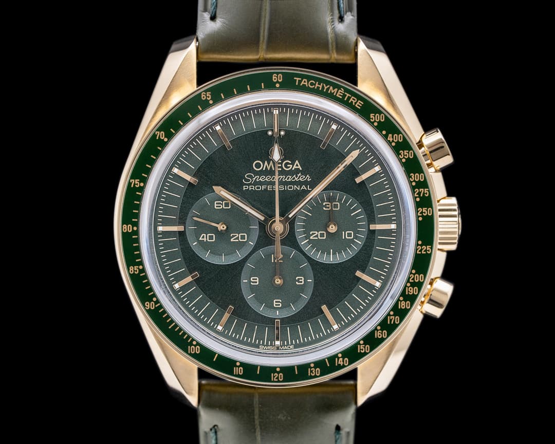 Omega Speedmaster Professional "Moonshine" Yellow Gold Green Dial