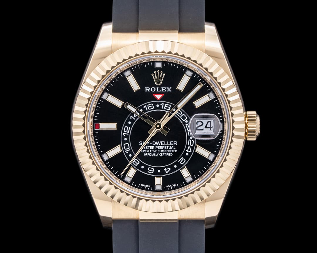Rolex Sky Dweller 326238 Black Dial 18k Yellow Gold / OysterFlex