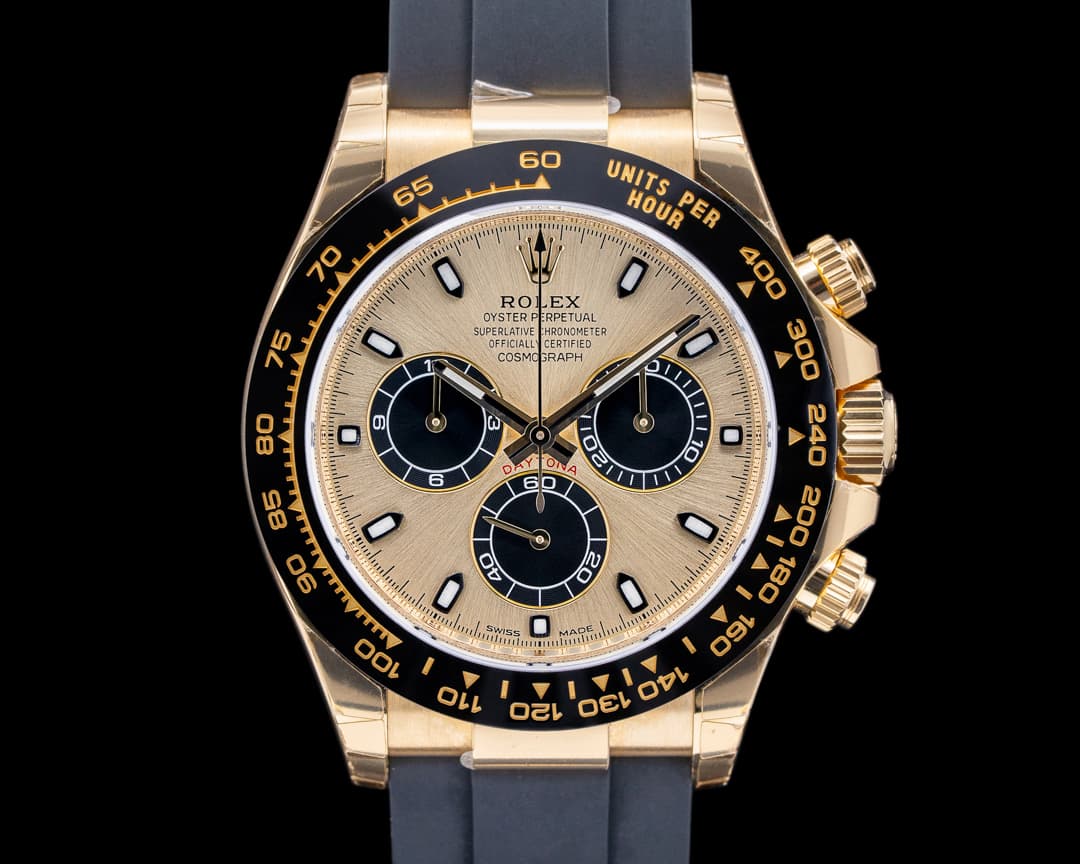 Rolex Daytona 116518LN Gold Dial 18K Yellow Gold / Rubber 2021 UNWORN STICKERE
