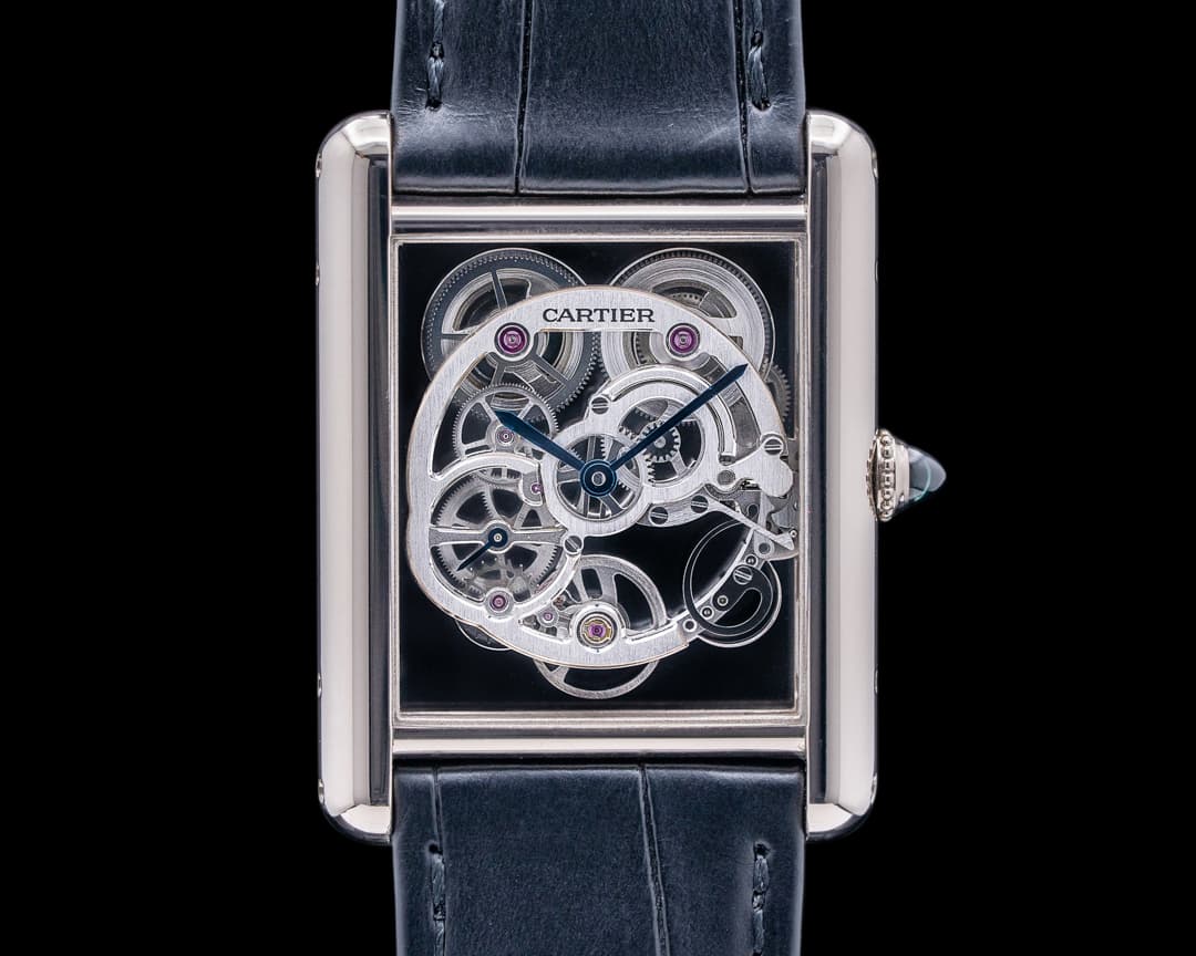 Cartier Tank Louis Cartier Skeleton Sapphire 18K White Gold RARE