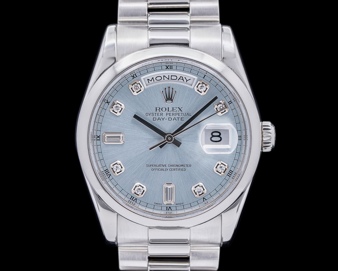 Rolex President 118206 Platinum Glacier Diamond Dial