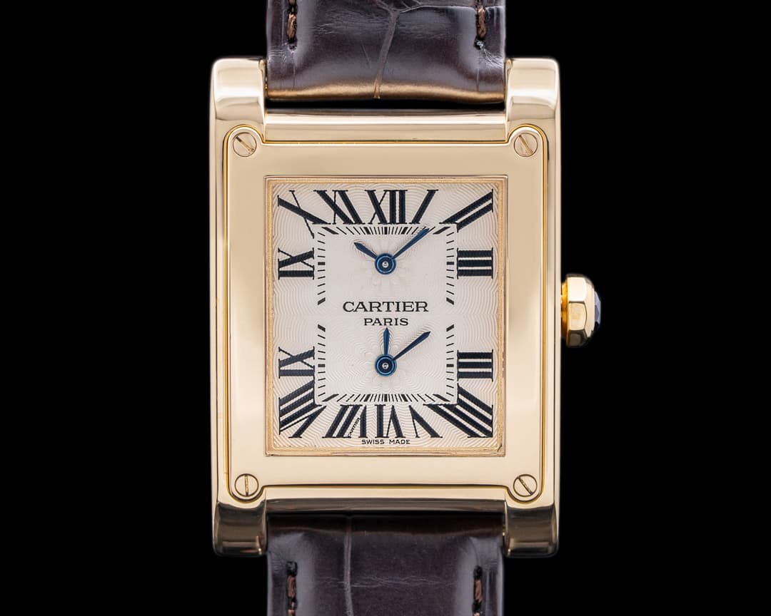 Cartier Privee Collection Tank a Vis W1534251 Dual Time 18k Yellow Gold RARE