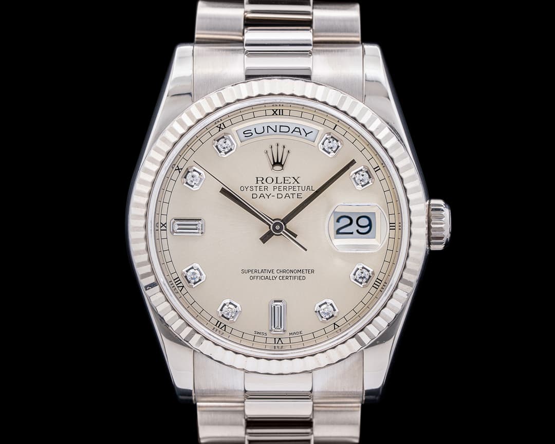 Rolex Day-Date President Diamond Dial 18k White Gold FULL SET