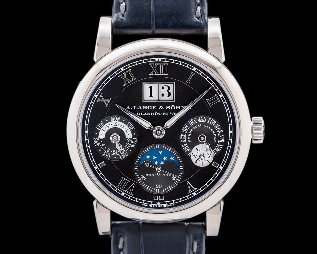 A. Lange and Sohne Langematik Perpetual Calendar Black Dial 18K White Gold 