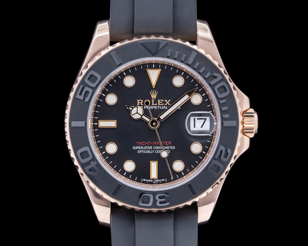 Rolex Yacht Master 18K Rose Gold / Rubber MIDSIZE 37MM
