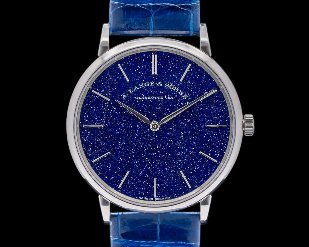 A. Lange and Sohne Saxonia Thin Manual Wind Blue Gold-Flux Dial 205.086