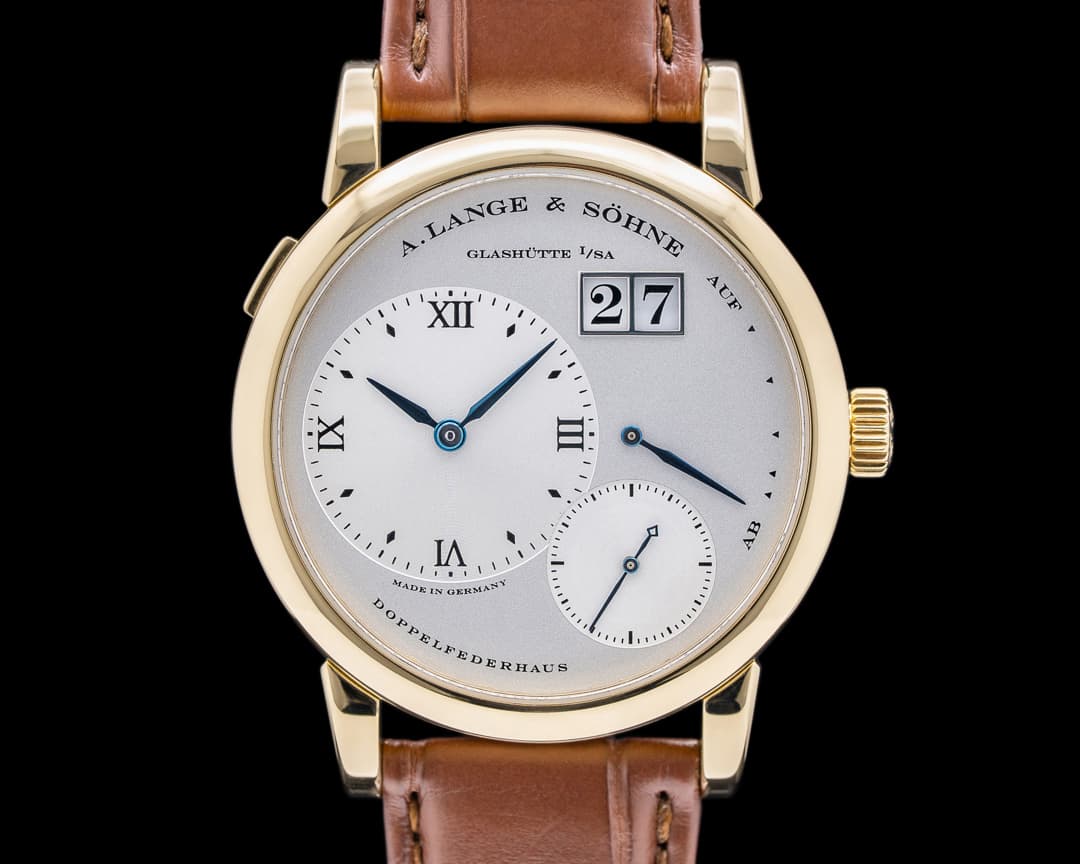 A. Lange and Sohne Lange 1 101.022 18K Yellow Gold Blue Hands Silver Dial