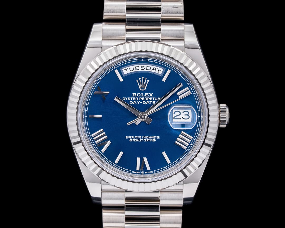 Rolex Day Date 228239 President 18K White Gold Blue Dial 40MM