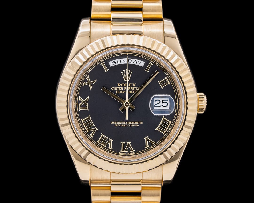 Rolex Day Date II President 18K Yellow gold black Roman Dial 