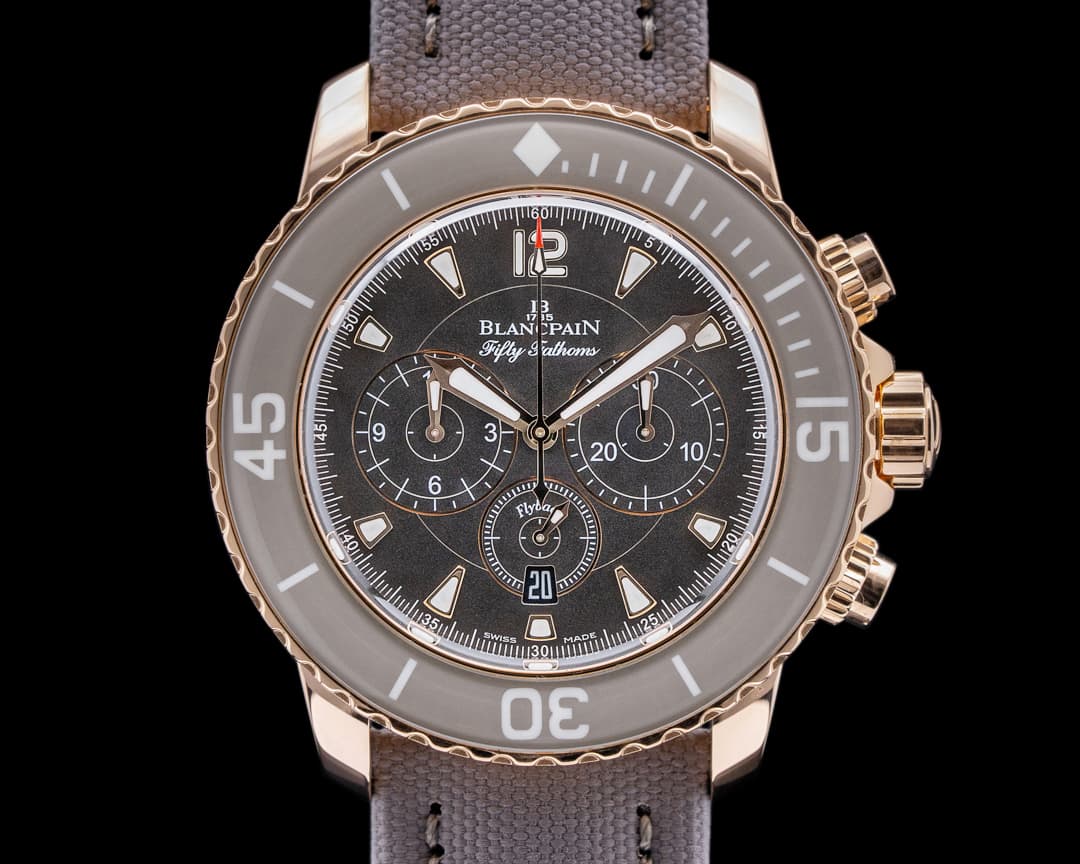 Blancpain Fifty Fathoms Chronograph 18K Rose Gold Grey Dial