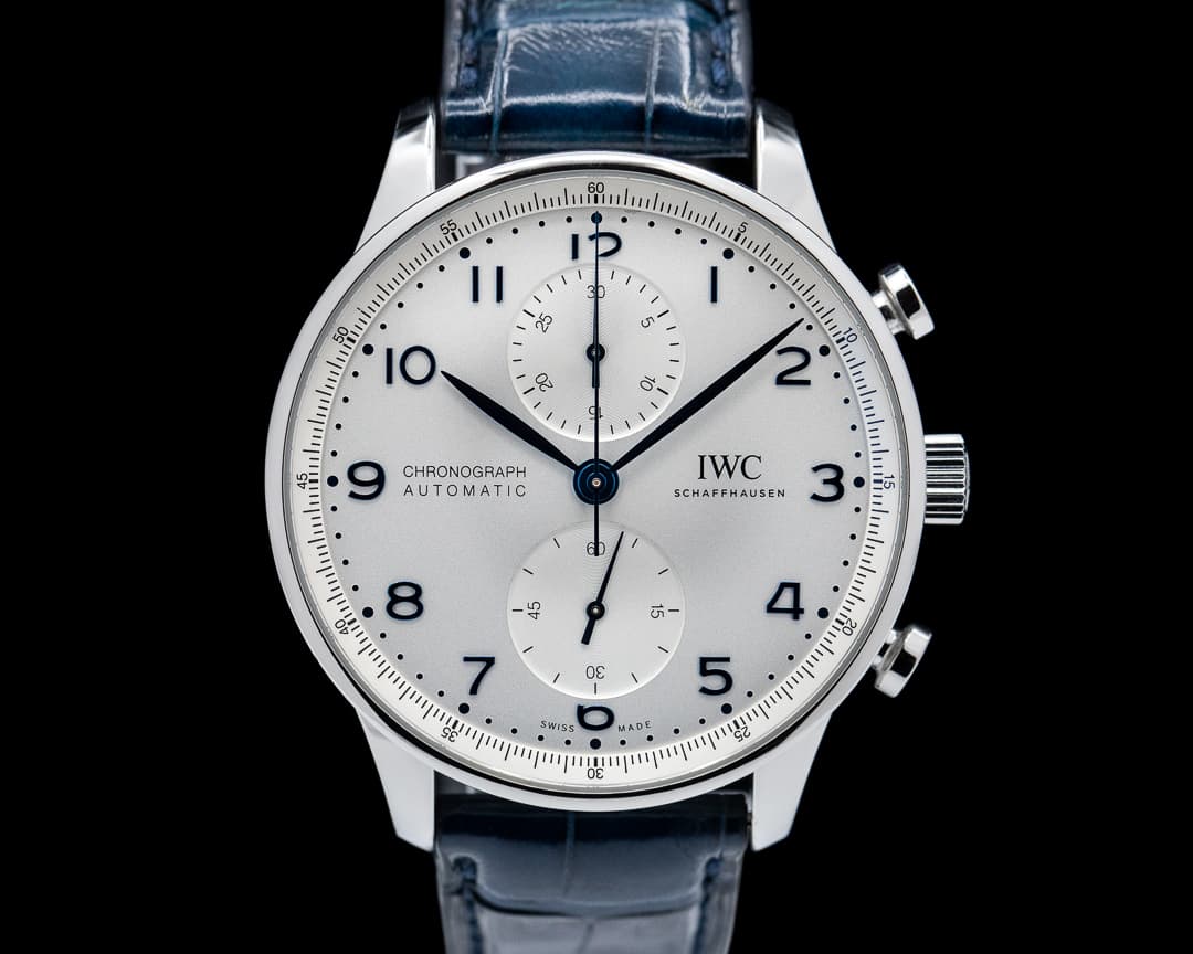 IWC Portuguese Chronograph SS Silver Dial / Blue Numerals 