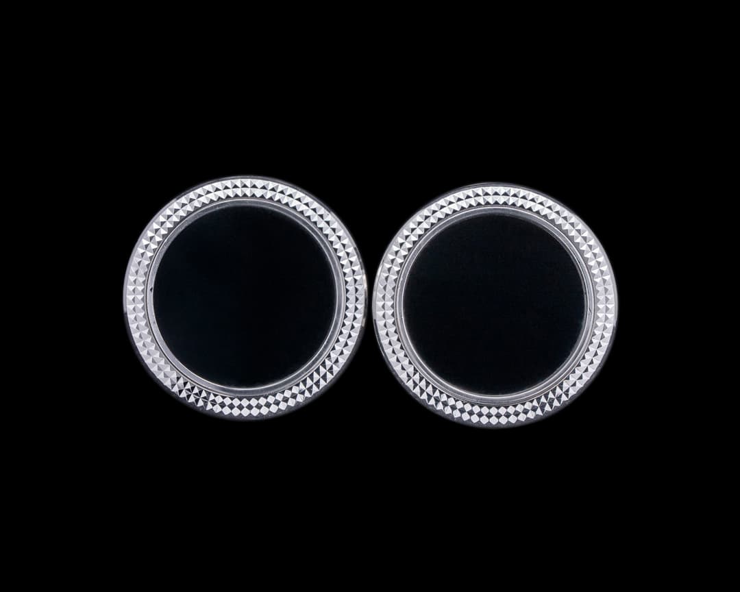 Patek Philippe Mens Cufflinks Calatrava Hobnail Outer Ring 18K WG