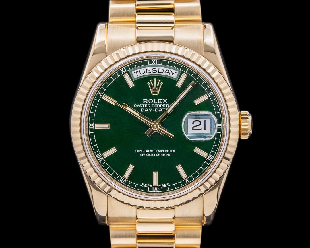 Rolex Day Date President 118238 Green Dial 18K YG SERVICED