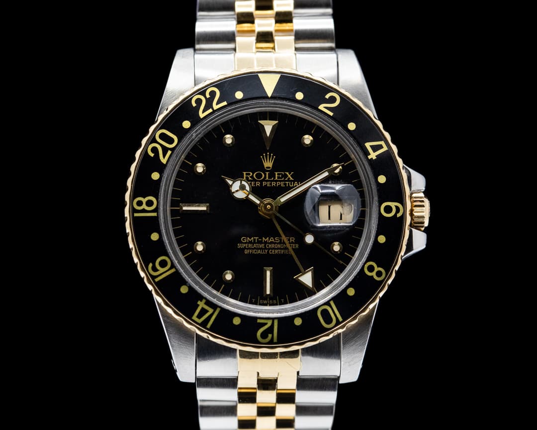 Rolex GMT Master Black Nipple Dial 18K / SS Jubilee 