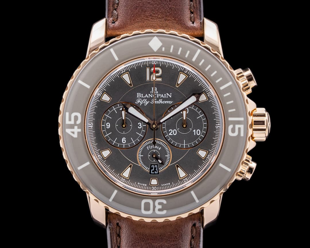 Blancpain Fifty Fathoms Chronograph 18K Rose Gold Grey Dial