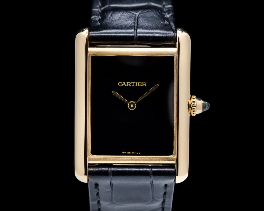 Cartier Tank Louis Black Dial 18K Yellow Gold
