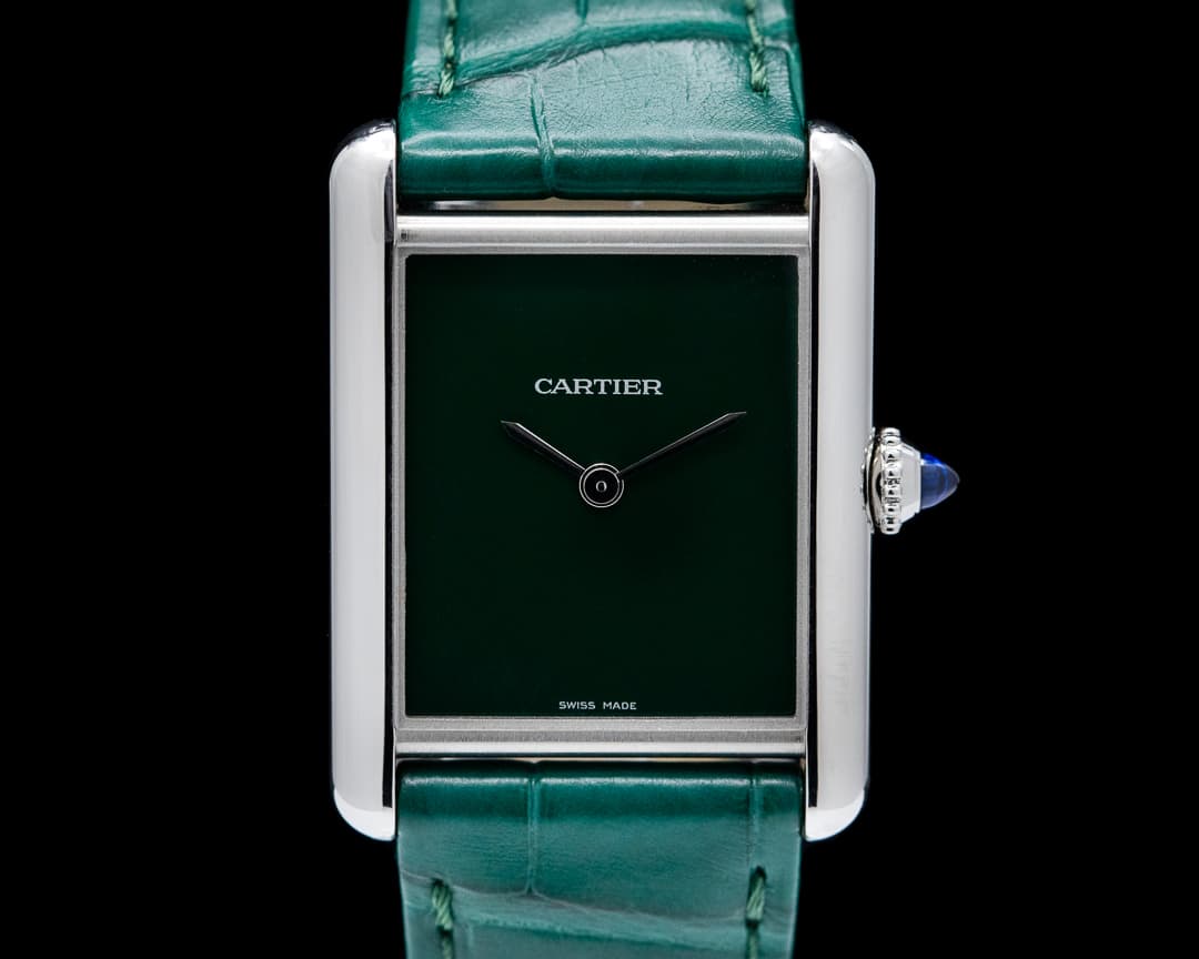 Cartier Tank Must Watch SS Large GREEN 
