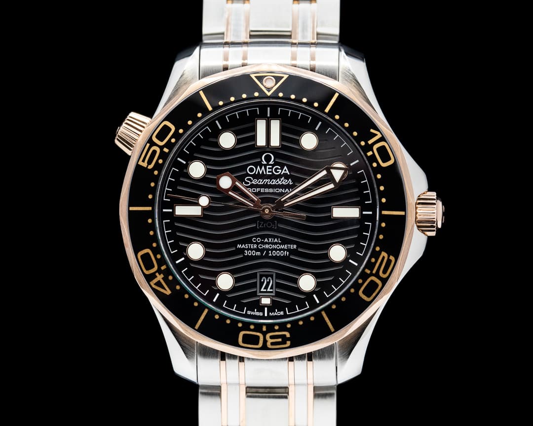 Omega Seamaster Diver 300M SS/18k Rose Gold Black Dial 