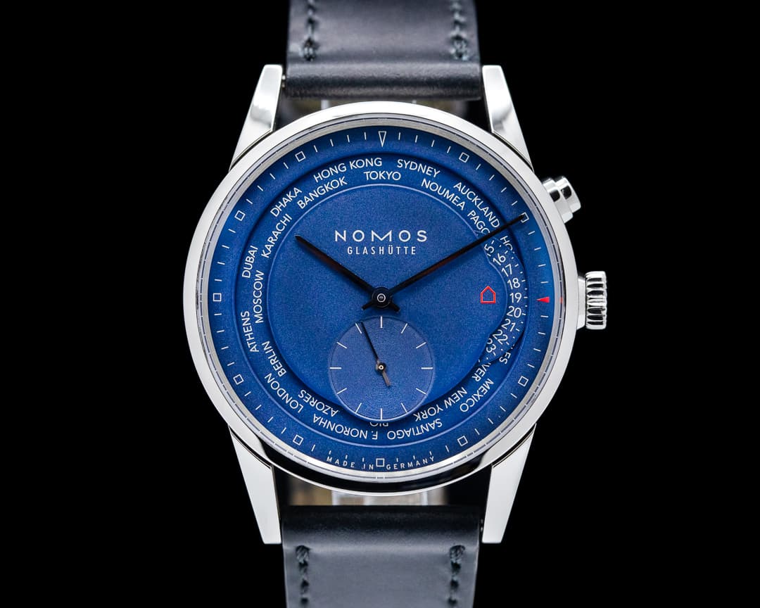 Nomos Zurich Weltzeit Blue Dial World Timer SS / Leather