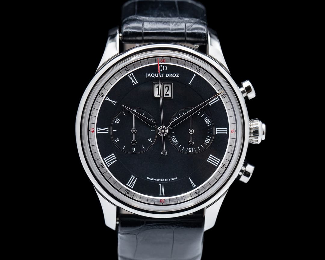 Jaquet Droz Grande Date Chronograph SS Black Dial 