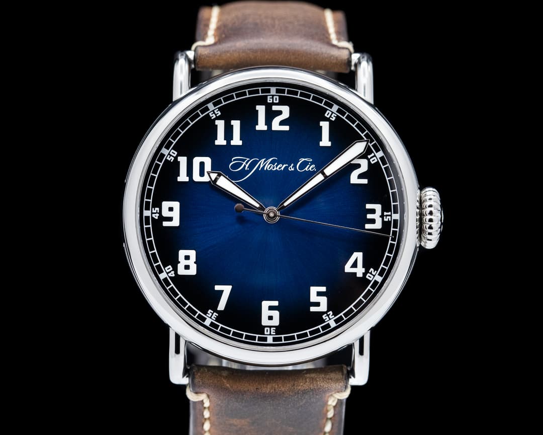 H. Moser and Cie. Heritage Pilot Center Seconds Funky Blue Dial
