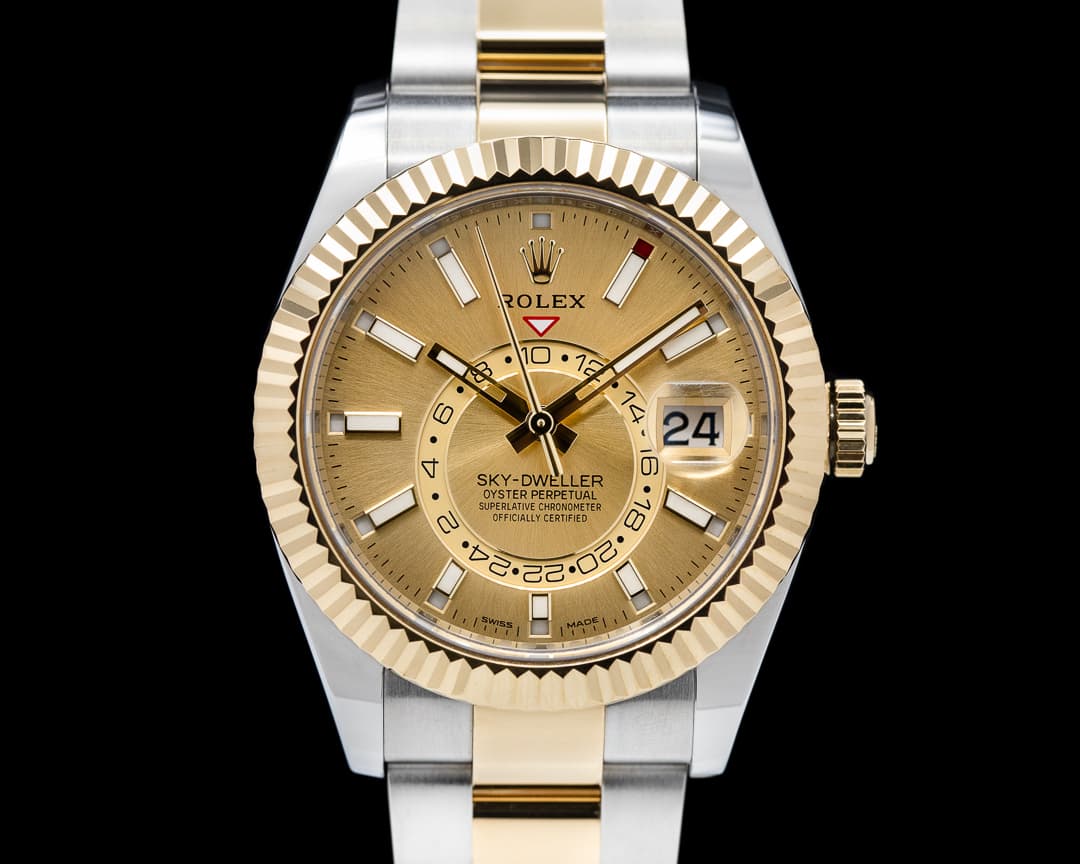 Rolex Sky Dweller 326933 Steel & Yellow Gold Champagne Dial