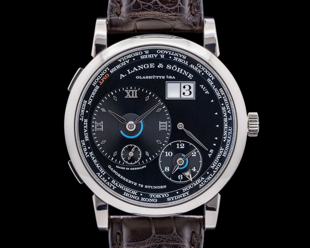 A. Lange and Sohne Lange 1 Time Zone 136.029 18K White Gold / Black Dial 2021