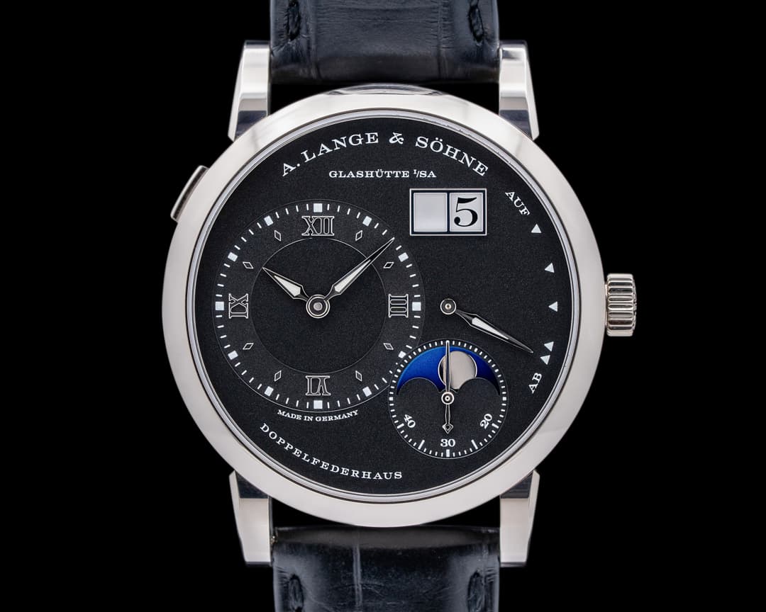A. Lange and Sohne Lange 1 Moon 192.029 18K White Gold Black Dial