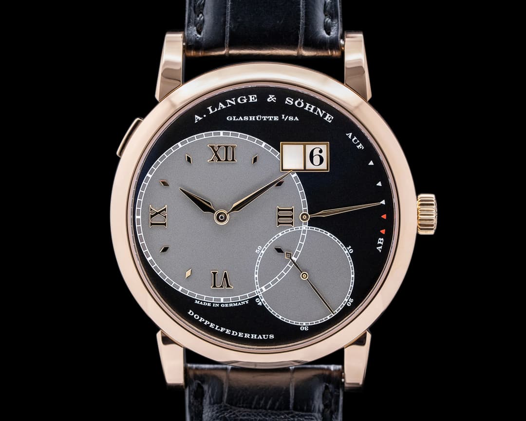 A. Lange and Sohne Grand Lange 1 18K Rose Gold Black Dial