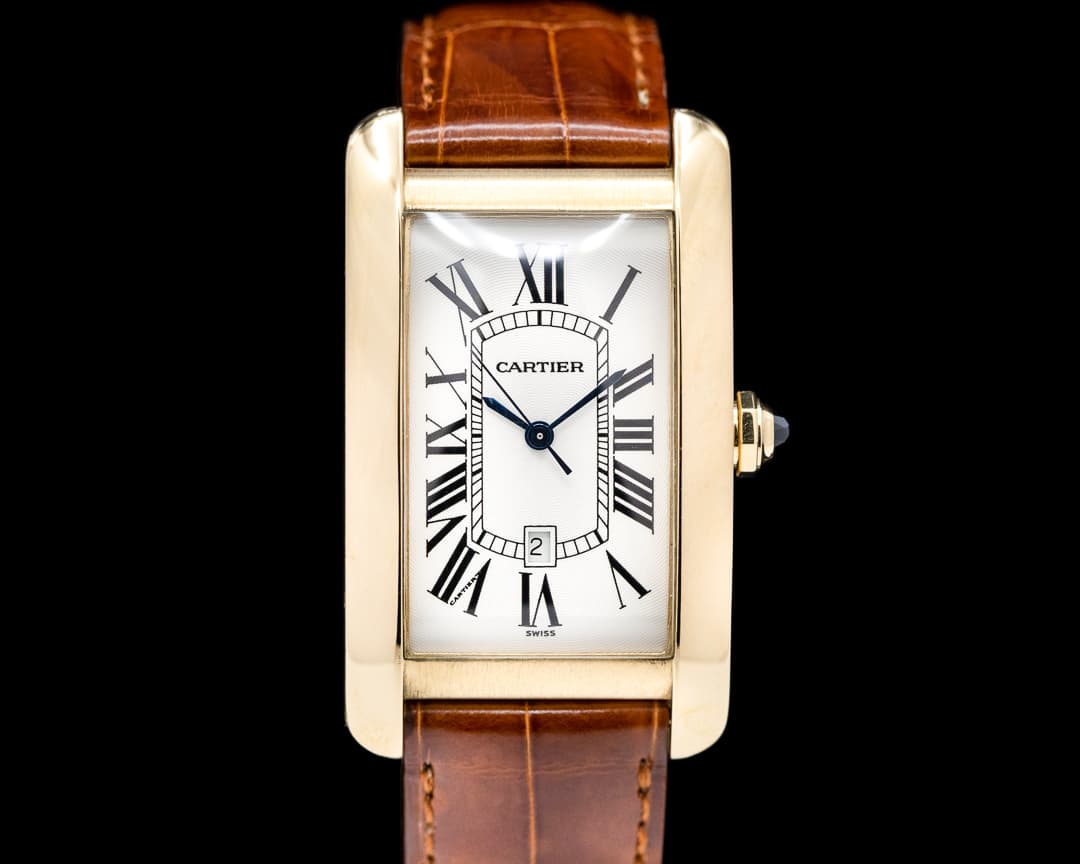 Cartier Tank Americaine Large Mens 18K Yellow Gold