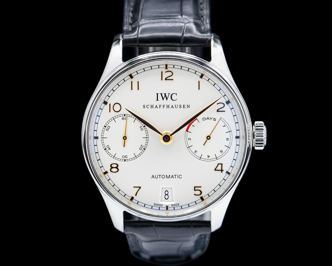 IWC Portuguese 7 Day Automatic SS Silver Dial Rose Numerals