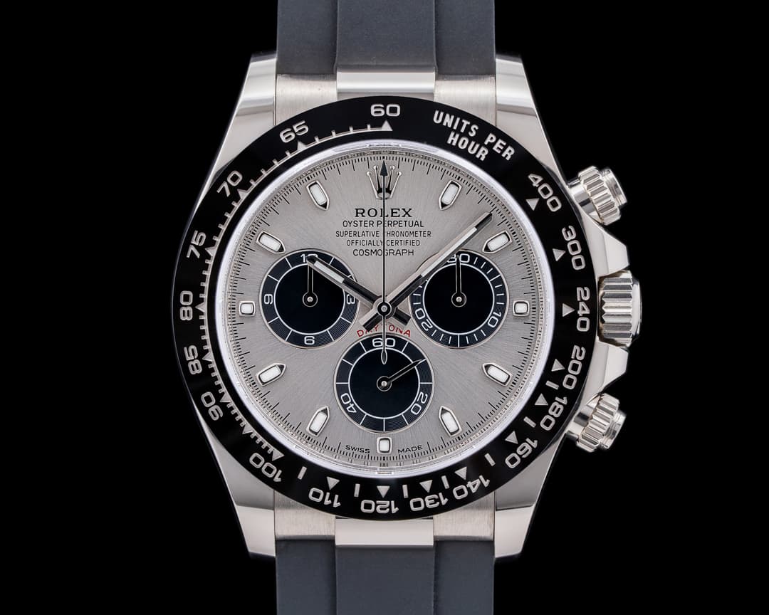 Rolex Daytona 116519 18K White Gold Ceramic Oysterflex Silver Dial
