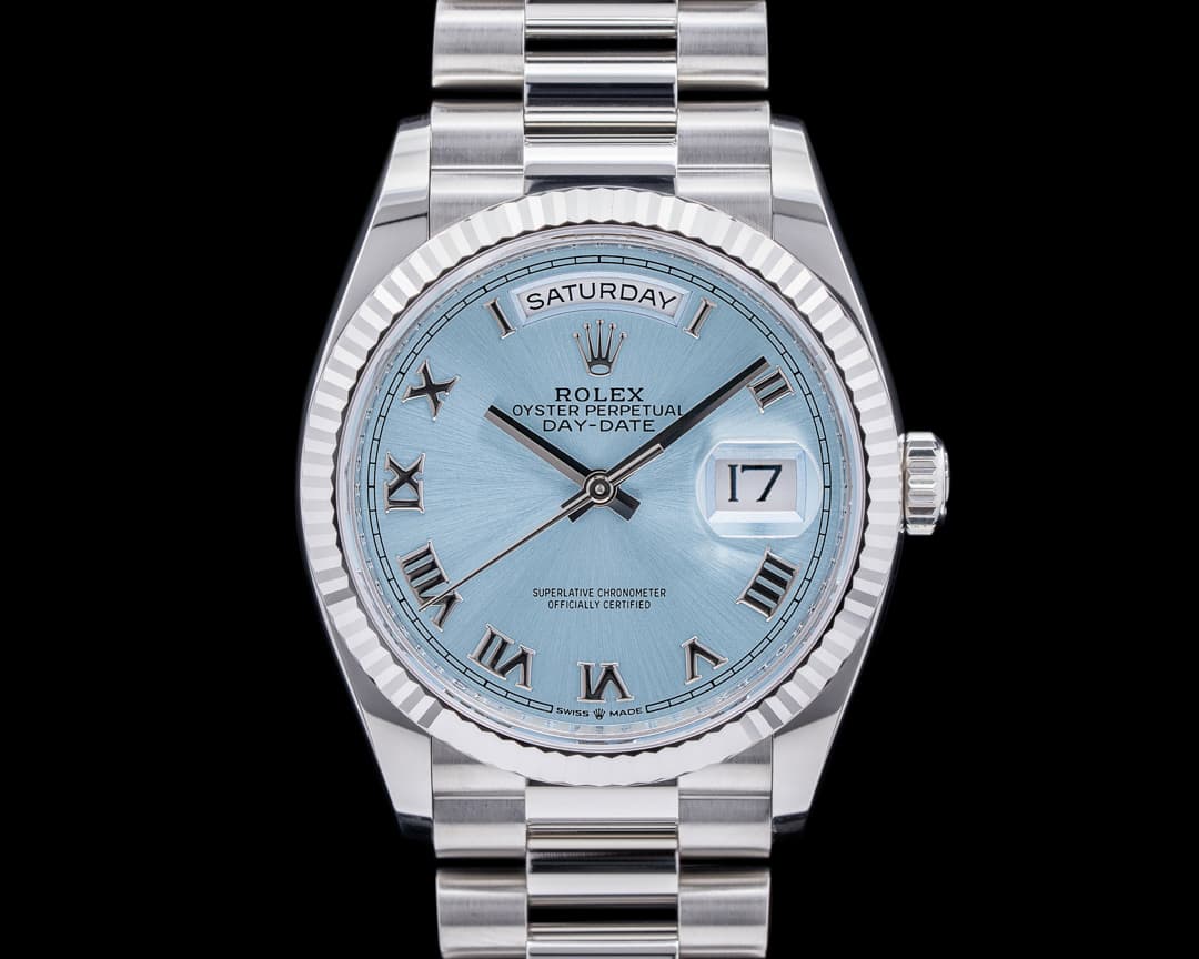Rolex President 128236 Platinum Ice Blue Roman Dial 2023