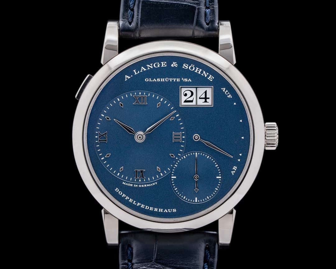 A. Lange and Sohne Lange 1 191.028 Blue Dial 18k White Gold DISCONTINUED RARE